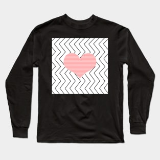 Abstract geometric pattern - heart - zigzag - black and pink. Long Sleeve T-Shirt